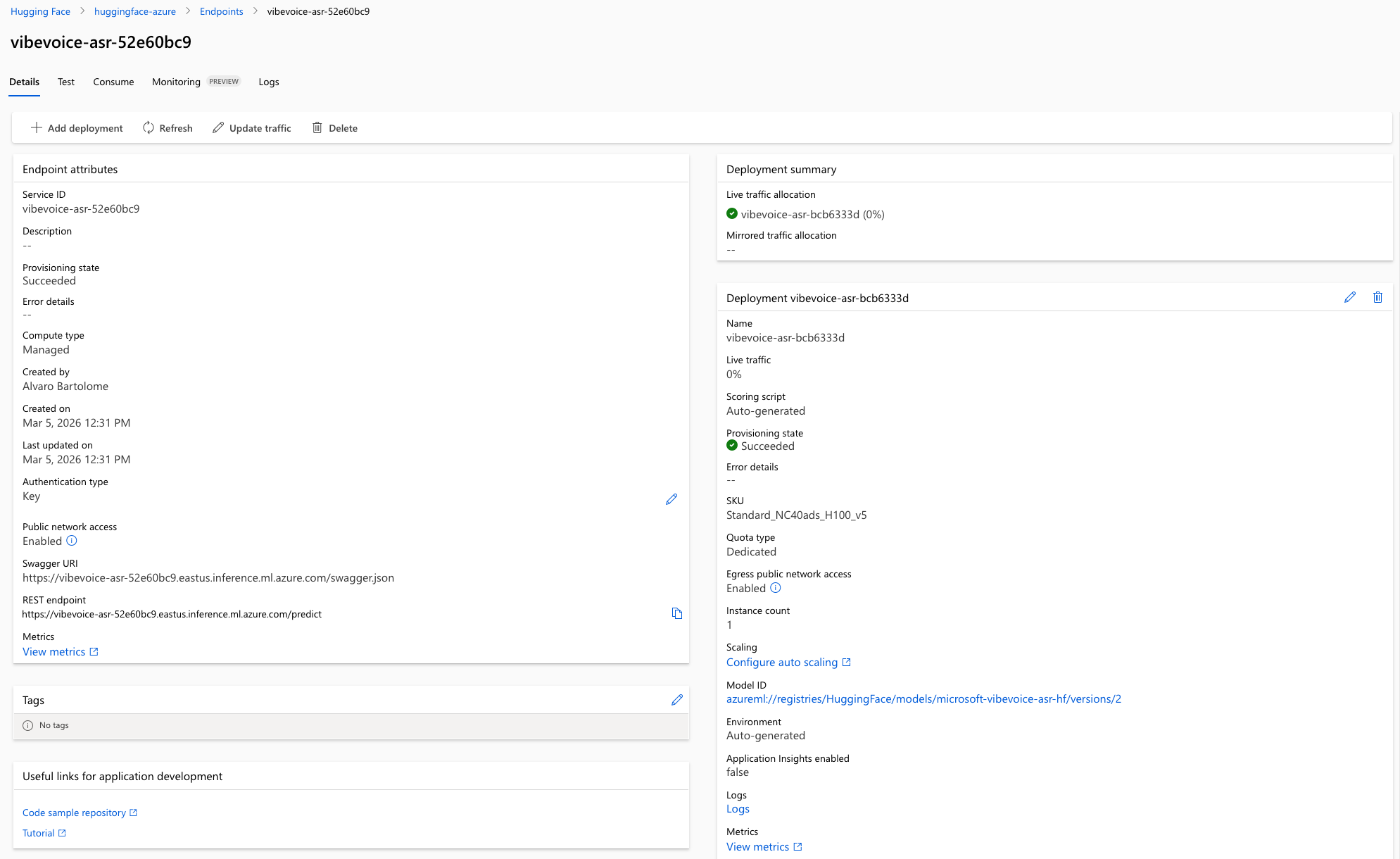 Azure AI Deployment from Azure AI Foundry